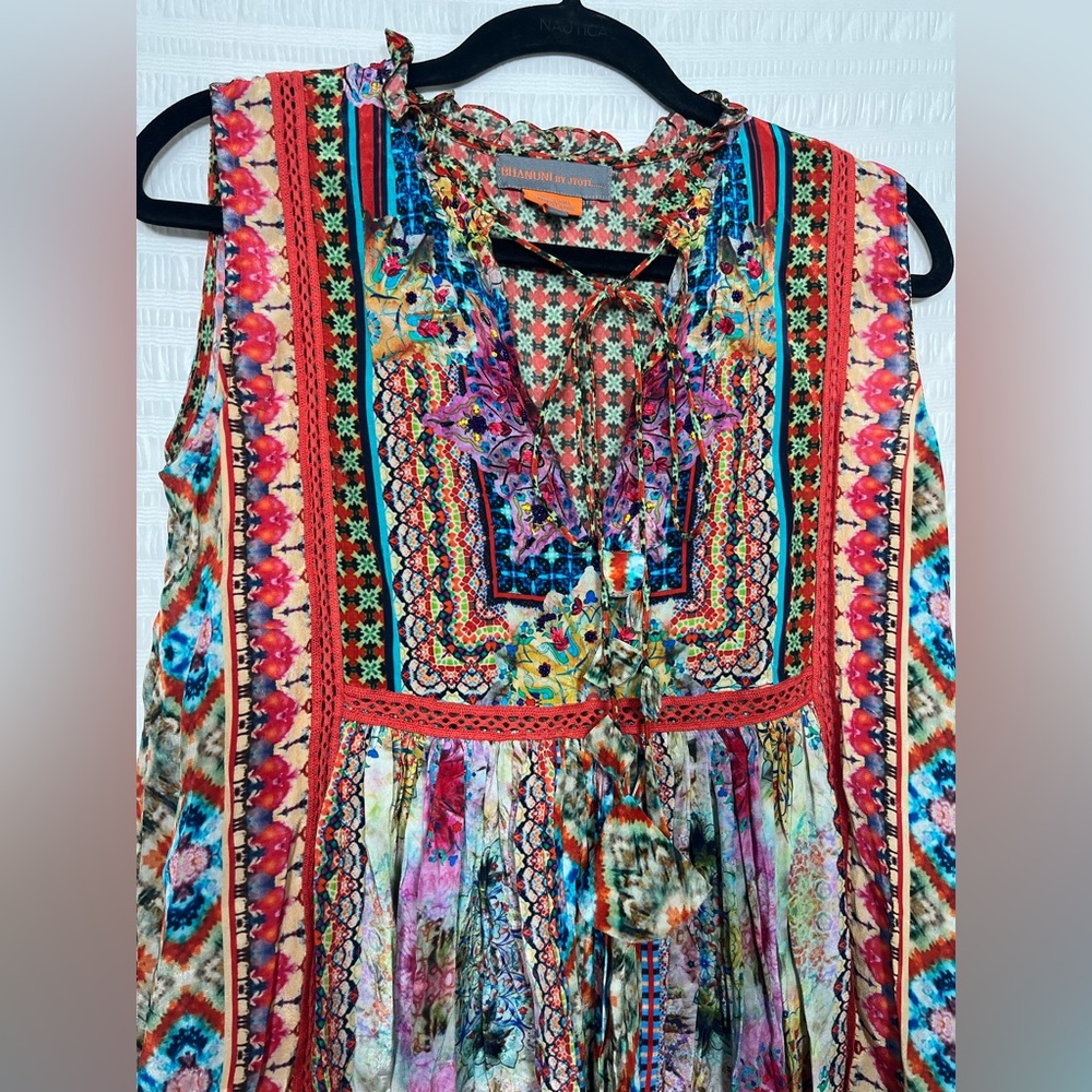 Bhanuni By Jyoti Anthropology Bohemian Multicolor Sleeveless Mini Dress Size XS - Picture 3 of 8